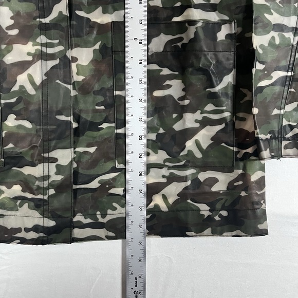 ZARA BASIC Camouflage Hooded Rain Jacket Green Black Brown Men's M Zip Casual - Picture 2 of 6